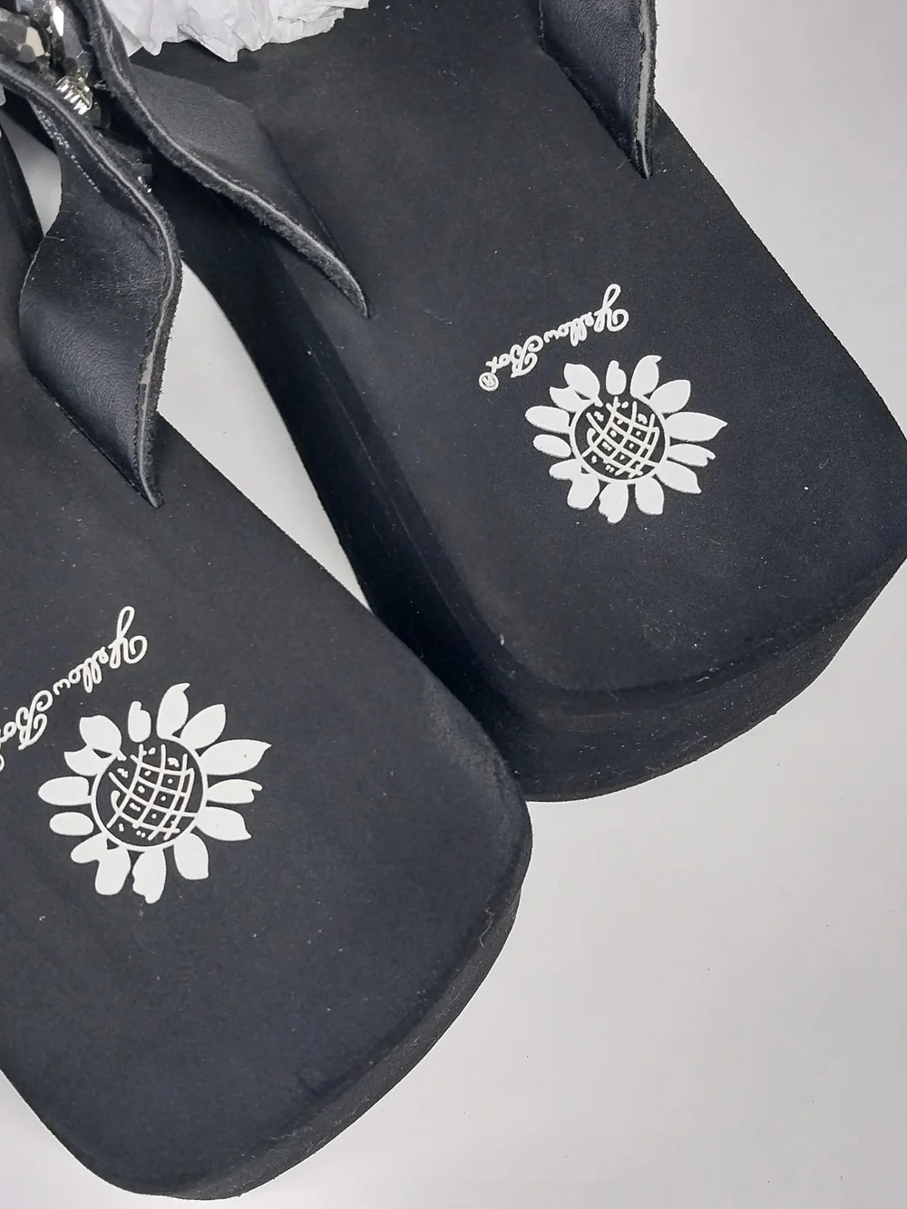 Yellow Box Alaine Size 10 Platform Sandal Rhinestone Sparkle Leather Flip Flops - Picture 11 of 14